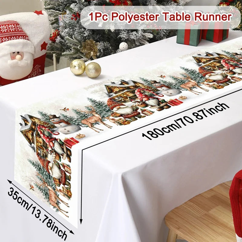Christmas Table Runner Merry Christmas Decoration for Home Xmas Table Decor 2026 Navidad Notal Noel Ornament Happy New Year 2027