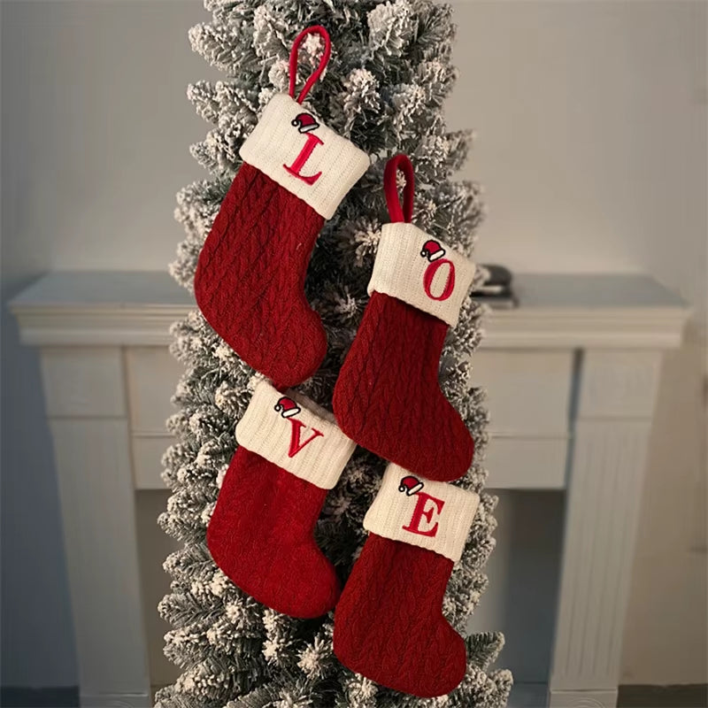 Christmas Alphabet Knitted Socks and Tree Ornaments - Festive Home Decorations for 2024 and Beyond