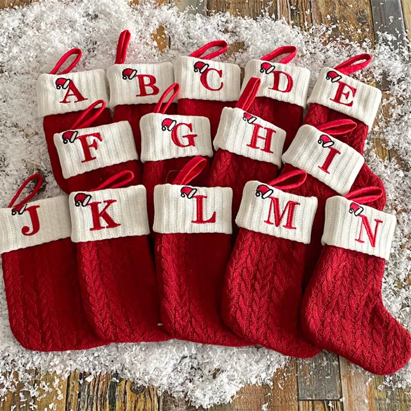 Christmas Alphabet Knitted Socks and Tree Ornaments - Festive Home Decorations for 2024 and Beyond