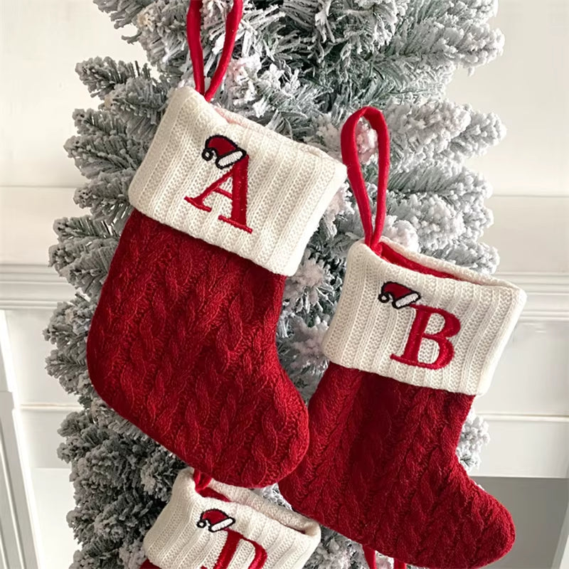 Christmas Alphabet Knitted Socks and Tree Ornaments - Festive Home Decorations for 2024 and Beyond