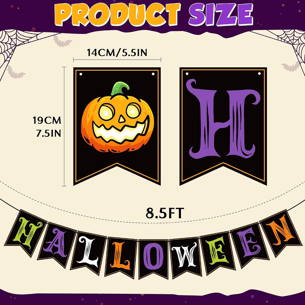 Halloween Decorations - Festive Happy Halloween Banner | Indoor and Outdoor Party Decor - Trunk or Treat Backdrop Garland and Hanging Supplies for Celebrations