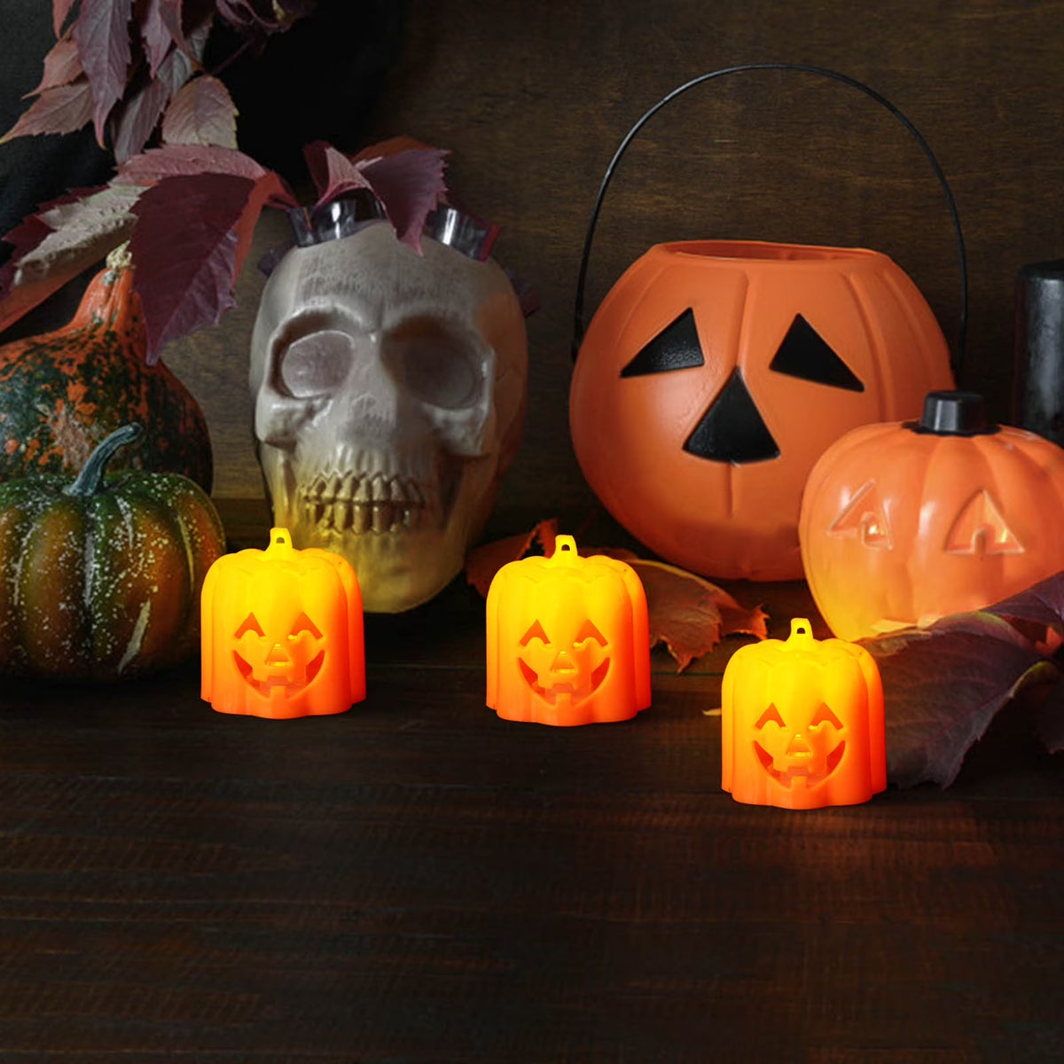 Halloween LED Pumpkin Lanterns - Decorative Candle Lights for Halloween Celebrations and Gifts