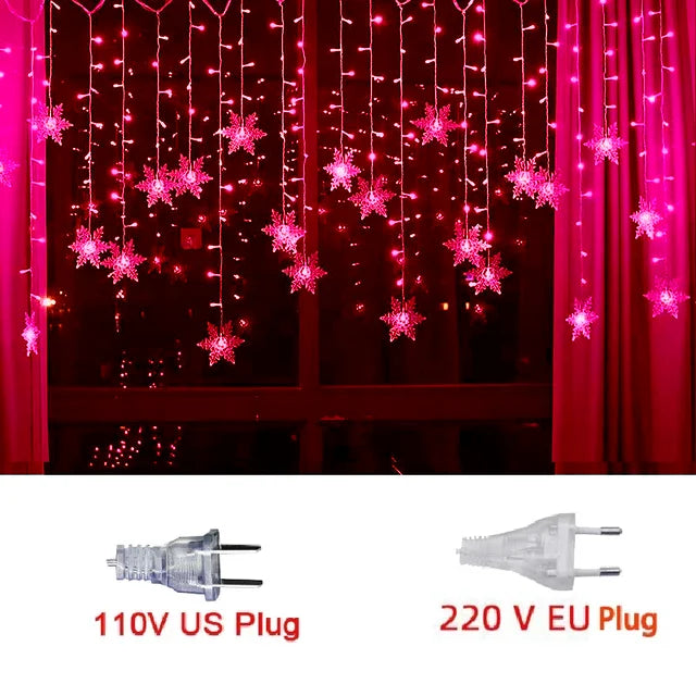 LED Snowflake Fairy Light Curtain Light Garland Christmas Decoration for Home 2023 Xmas String Light Navidad Natal New Year 2024