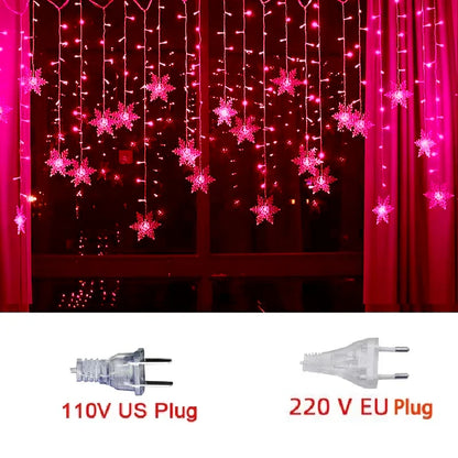 LED Snowflake Fairy Light Curtain Light Garland Christmas Decoration for Home 2023 Xmas String Light Navidad Natal New Year 2024
