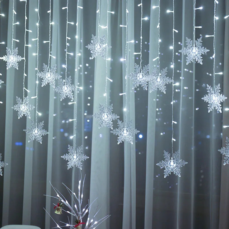 LED Snowflake Fairy Light Curtain Light Garland Christmas Decoration for Home 2023 Xmas String Light Navidad Natal New Year 2024