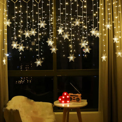 LED Snowflake Fairy Light Curtain Light Garland Christmas Decoration for Home 2023 Xmas String Light Navidad Natal New Year 2024