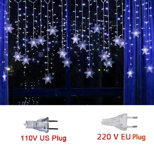 LED Snowflake Fairy Light Curtain Light Garland Christmas Decoration for Home 2023 Xmas String Light Navidad Natal New Year 2024