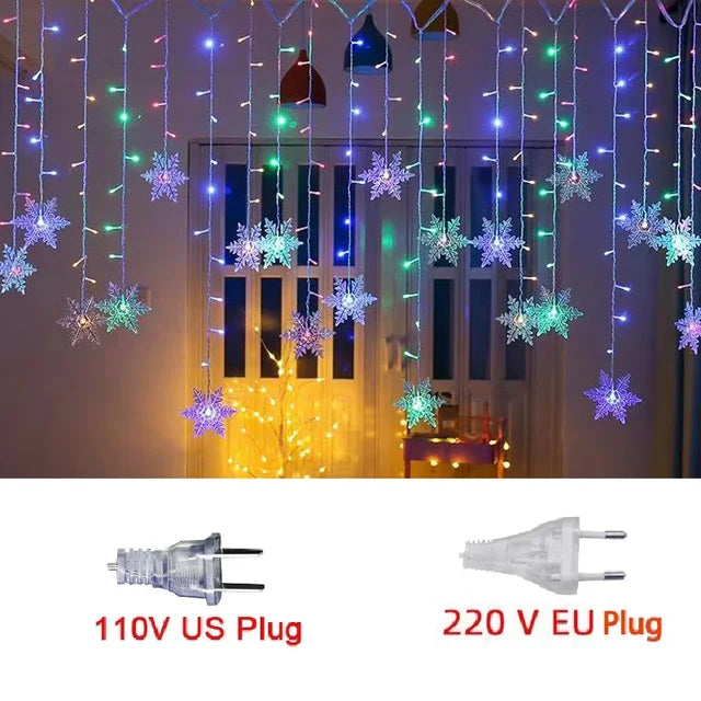 LED Snowflake Fairy Light Curtain Light Garland Christmas Decoration for Home 2023 Xmas String Light Navidad Natal New Year 2024