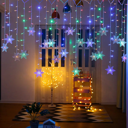 LED Snowflake Fairy Light Curtain Light Garland Christmas Decoration for Home 2023 Xmas String Light Navidad Natal New Year 2024