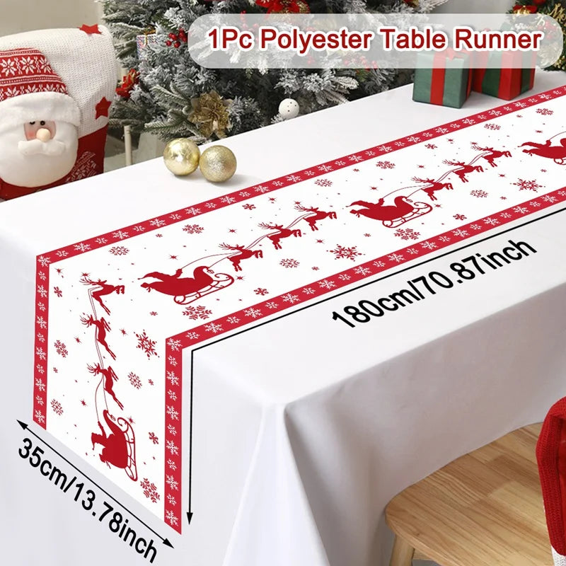 Christmas Table Runner Merry Christmas Decoration for Home Xmas Table Decor 2026 Navidad Notal Noel Ornament Happy New Year 2027