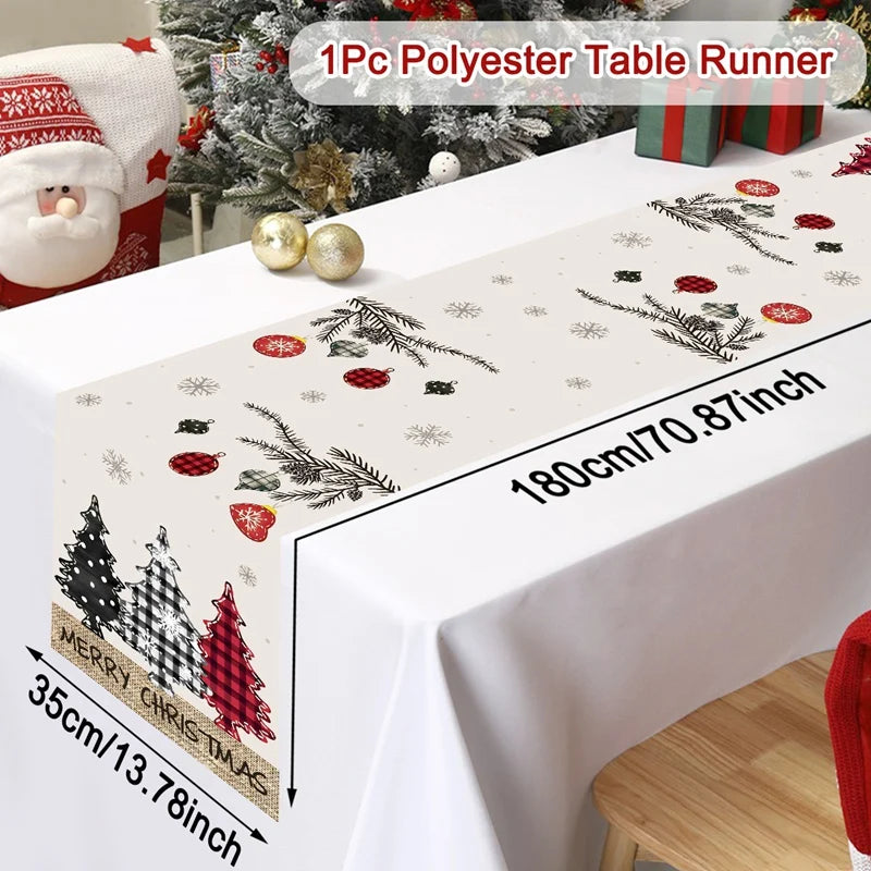 Christmas Table Runner Merry Christmas Decoration for Home Xmas Table Decor 2026 Navidad Notal Noel Ornament Happy New Year 2027
