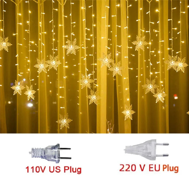LED Snowflake Fairy Light Curtain Light Garland Christmas Decoration for Home 2023 Xmas String Light Navidad Natal New Year 2024