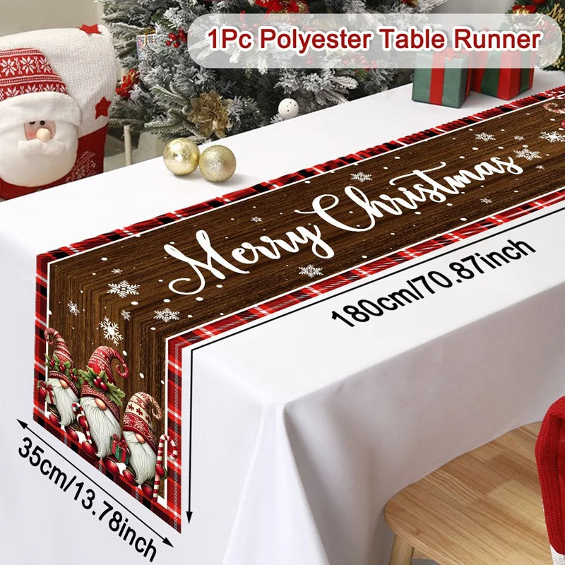 Christmas Table Runner Merry Christmas Decoration for Home Xmas Table Decor 2026 Navidad Notal Noel Ornament Happy New Year 2027