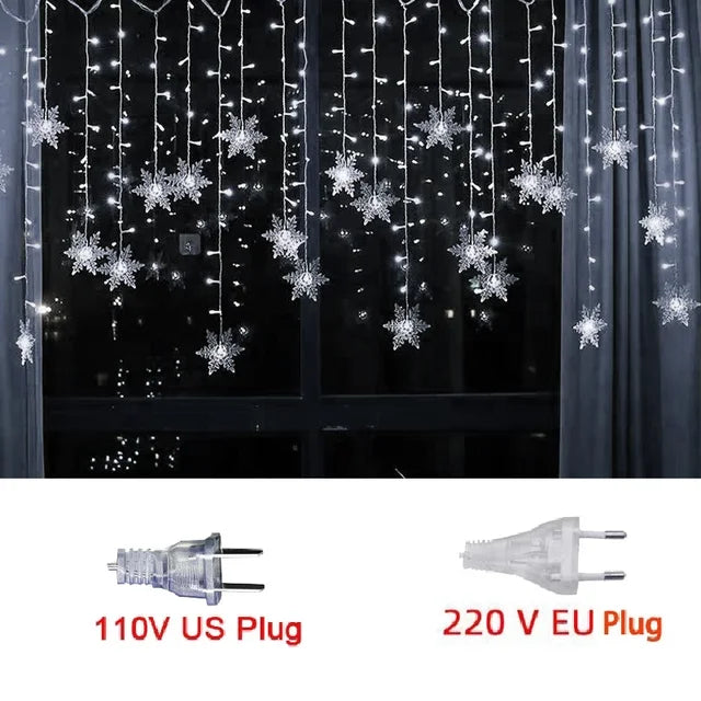 LED Snowflake Fairy Light Curtain Light Garland Christmas Decoration for Home 2023 Xmas String Light Navidad Natal New Year 2024