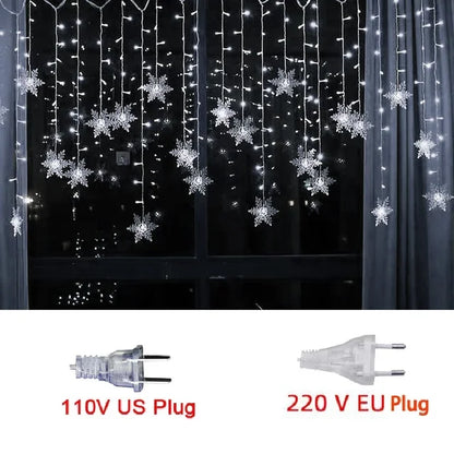 LED Snowflake Fairy Light Curtain Light Garland Christmas Decoration for Home 2023 Xmas String Light Navidad Natal New Year 2024