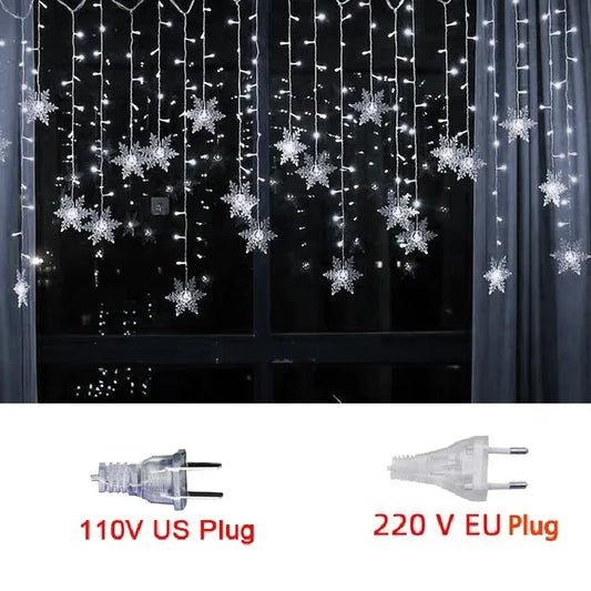 LED Snowflake Fairy Light Curtain Light Garland Christmas Decoration for Home 2023 Xmas String Light Navidad Natal New Year 2024