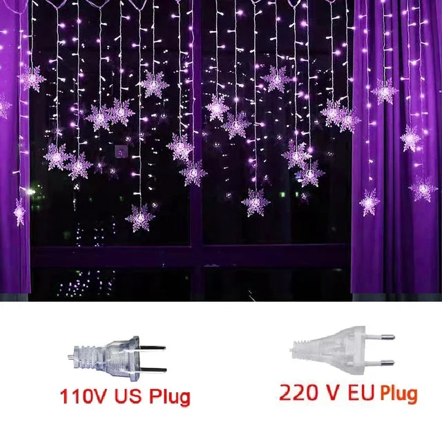 LED Snowflake Fairy Light Curtain Light Garland Christmas Decoration for Home 2023 Xmas String Light Navidad Natal New Year 2024