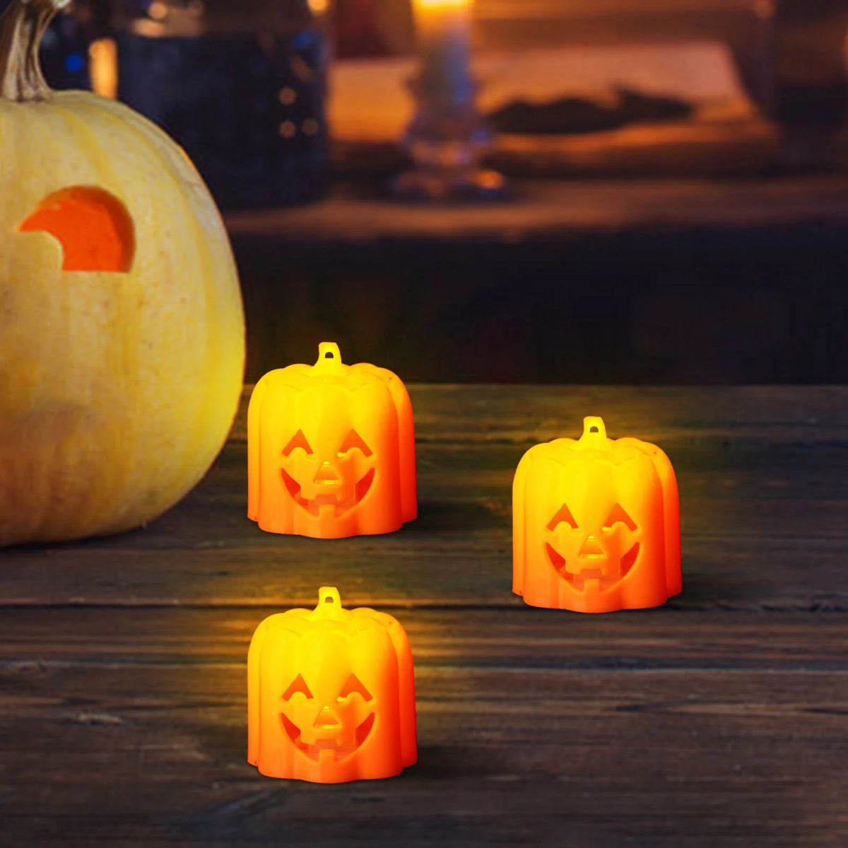 Halloween LED Pumpkin Lanterns - Decorative Candle Lights for Halloween Celebrations and Gifts